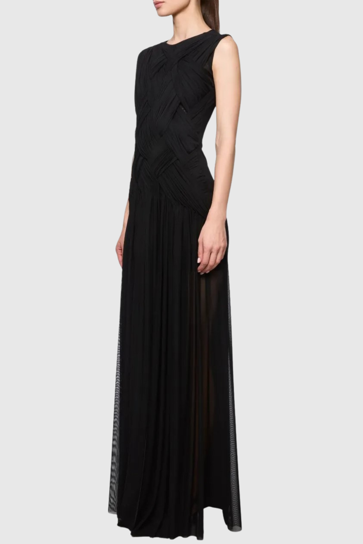 Gazelle Sleeveless Braid Tulle Maxi Dress - Black