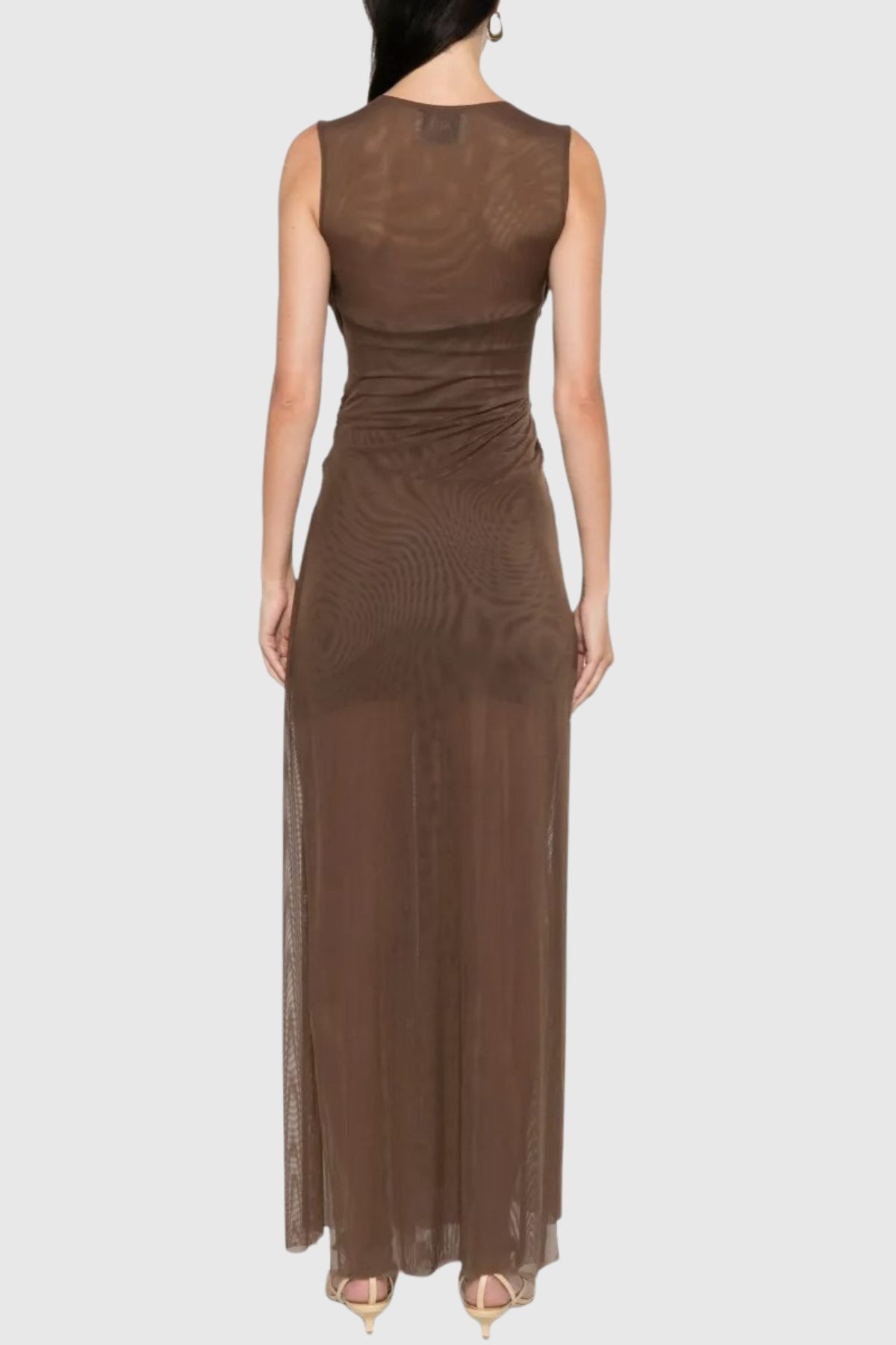 Gazelle Sleeveless Braid Tulle Maxi Dress - Brown