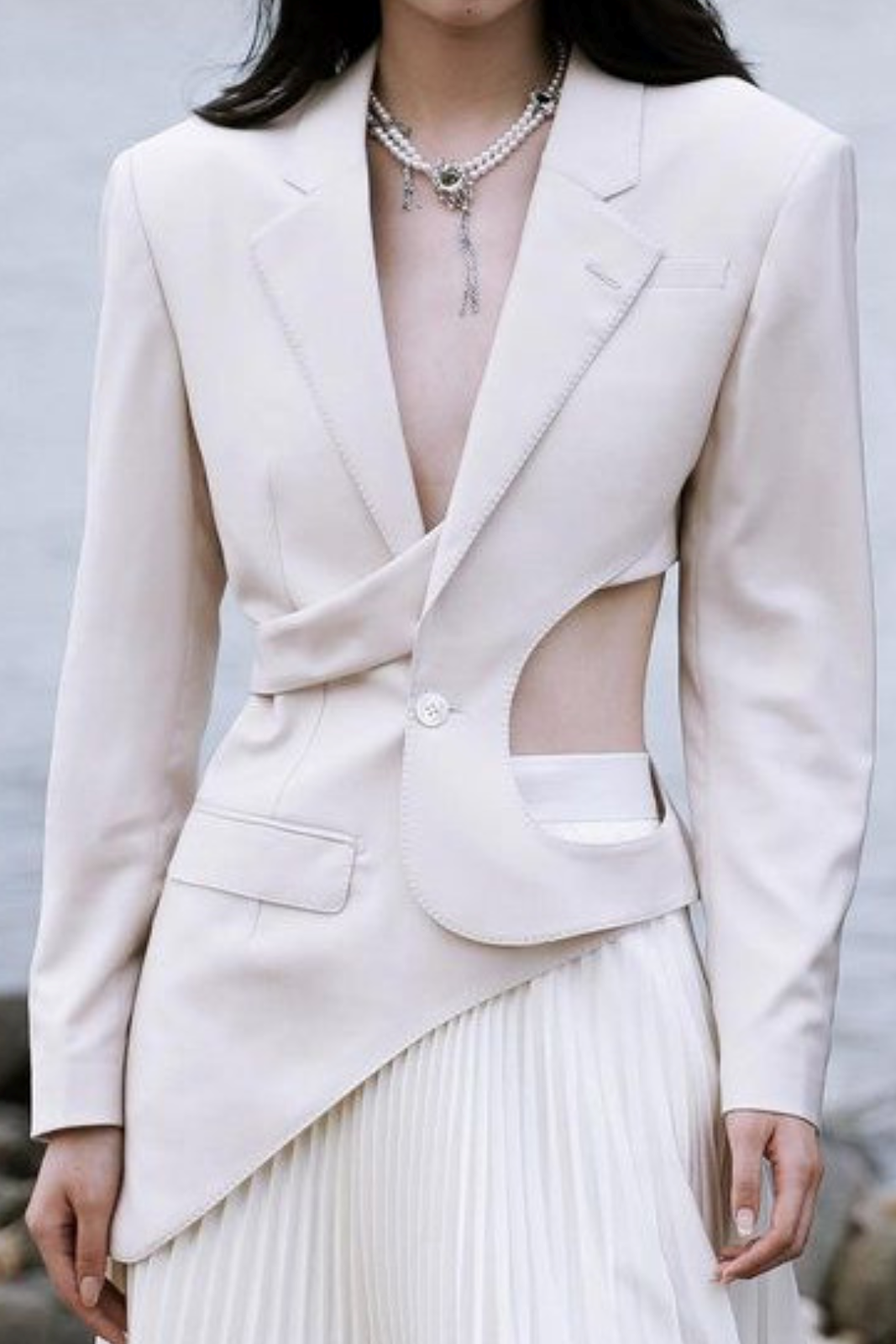 Georgia Asymmetric Cutout Blazer - Beige