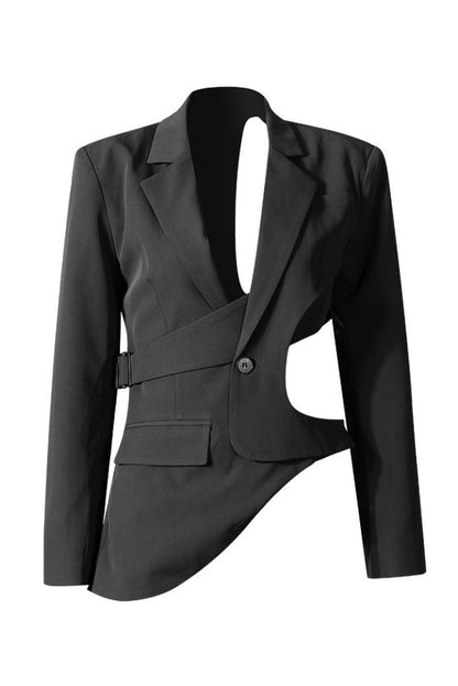 Georgia Asymmetric Cutout Blazer - Black