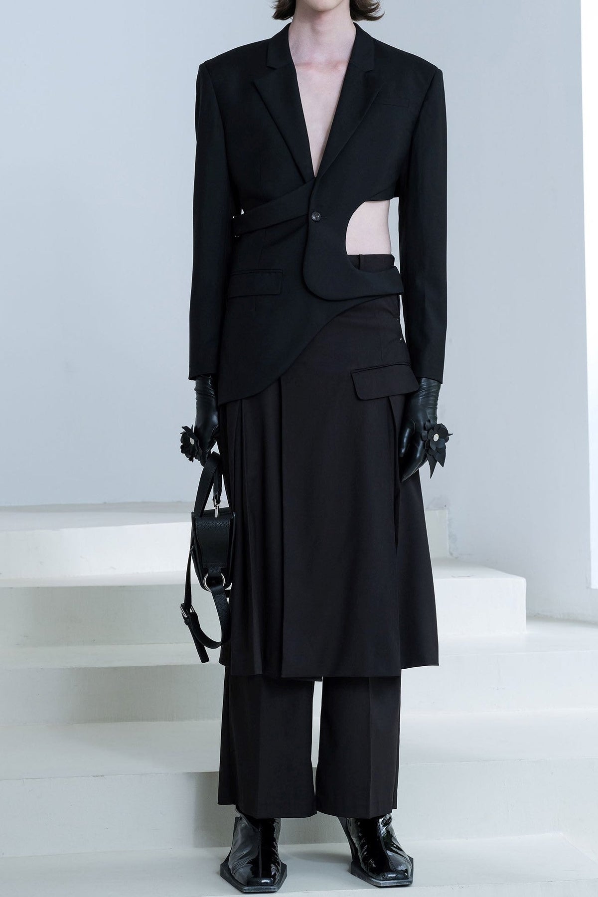 Georgia Asymmetric Cutout Blazer - Black