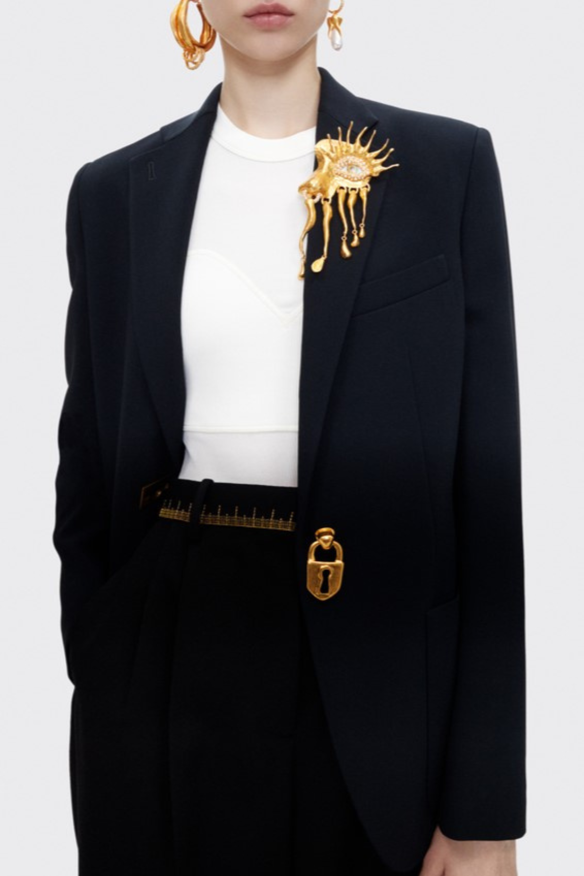 Giacomo Padlock Embellished Blazer - Black