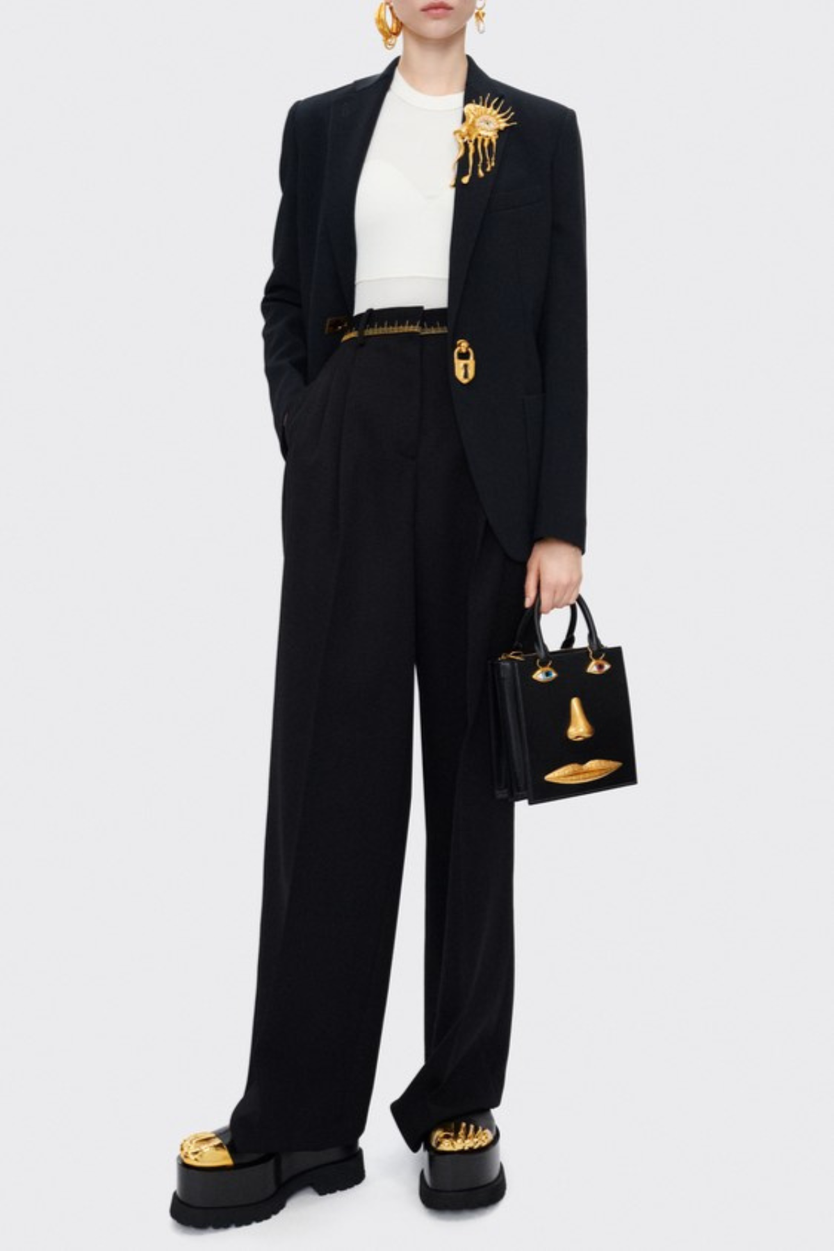Giacomo Padlock Embellished Blazer - Black
