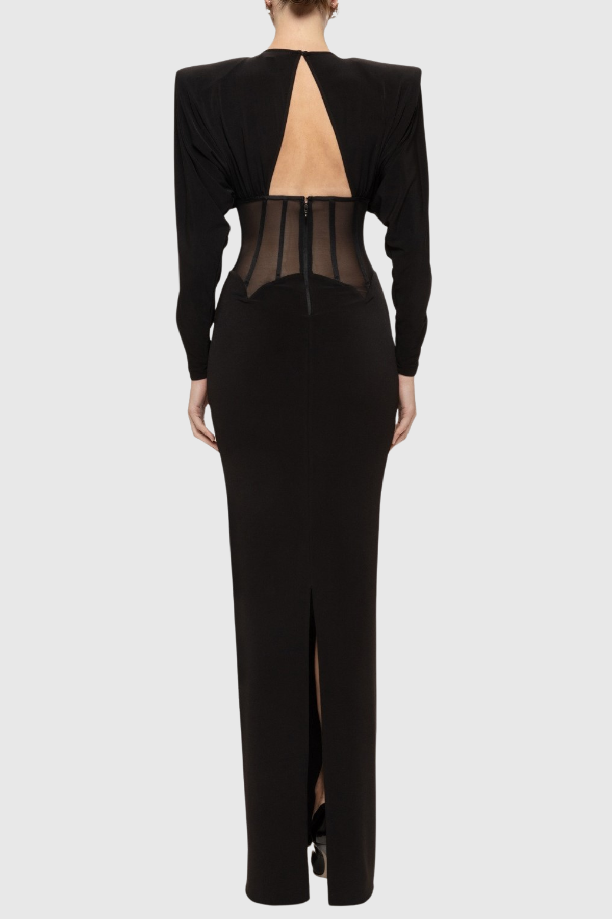 Giffora Cutout Mesh Corset Maxi Dress