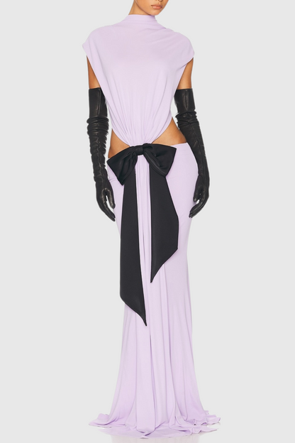 Graillot Bow Cutout Backless Maxi Dress - Purple