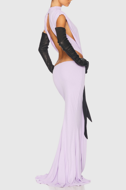 Graillot Bow Cutout Backless Maxi Dress - Purple