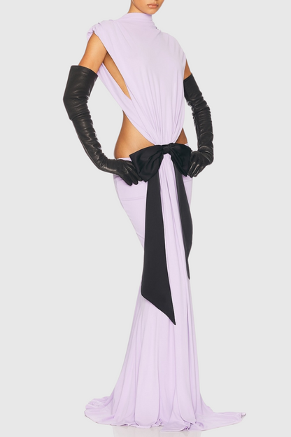 Graillot Bow Cutout Backless Maxi Dress - Purple