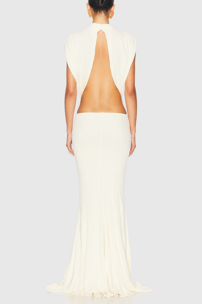 Graillot Bow Cutout Backless Maxi Dress - White