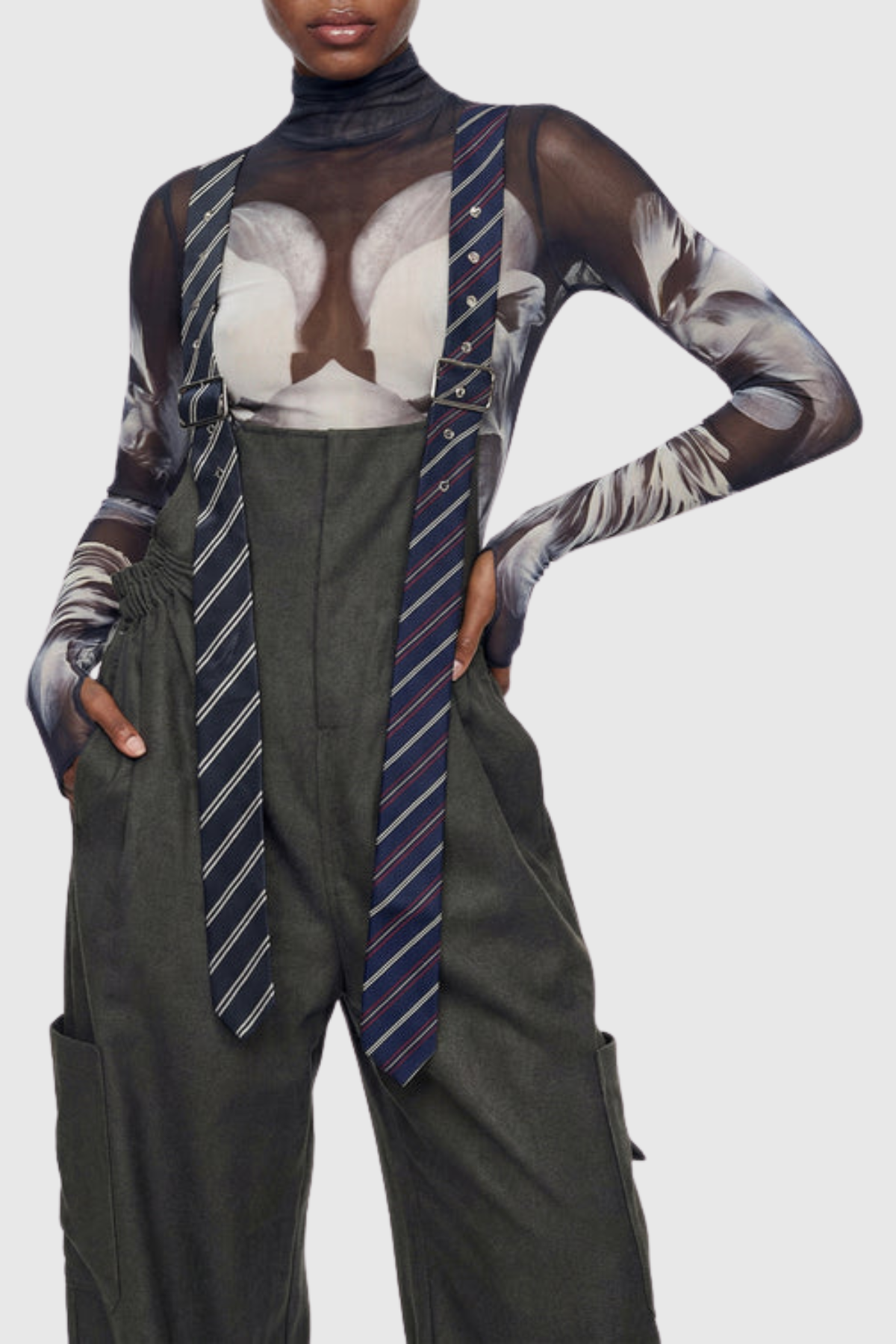 Hadye Tie Cargo Overalls - Green