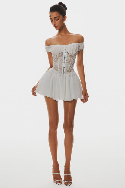 Hathia Off Shoulder Lace Corset Mini Dress