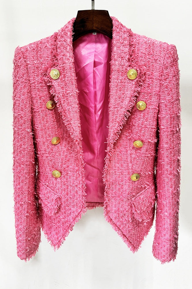 Hazel Gold Buttoned Tweed Jacket