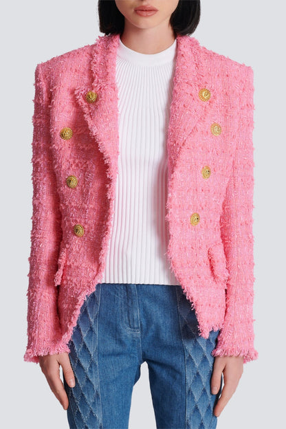 Hazel Gold Buttoned Tweed Jacket