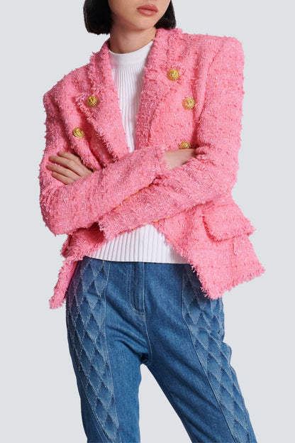 Hazel Gold Buttoned Tweed Jacket