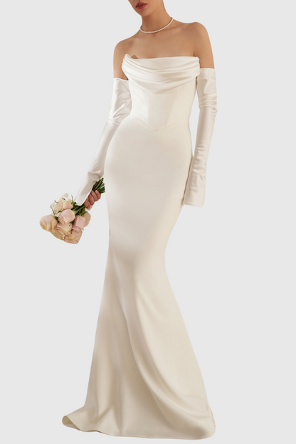 Heega Off Shoulder Corset Maxi Dress - White