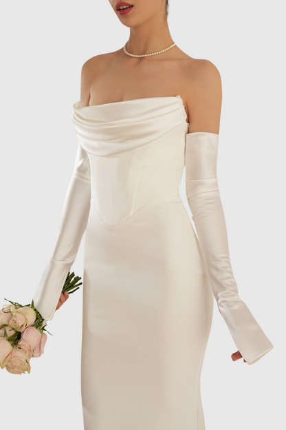 Heega Off Shoulder Corset Maxi Dress - White