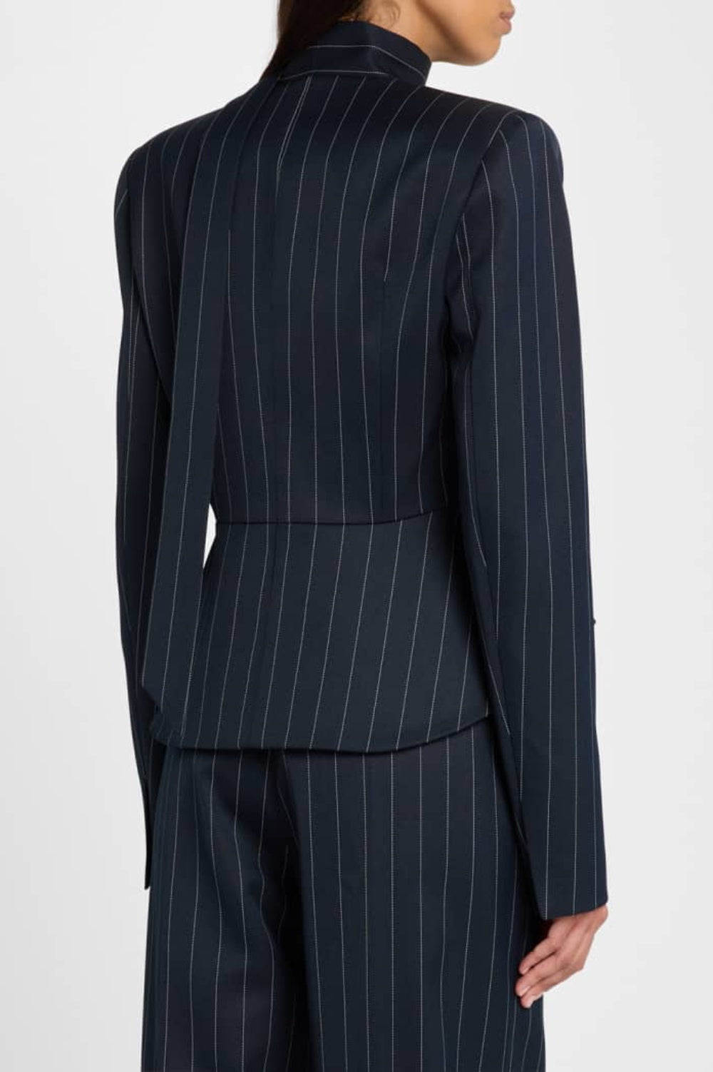 Hibyl Pinstripe Scarf Blazer