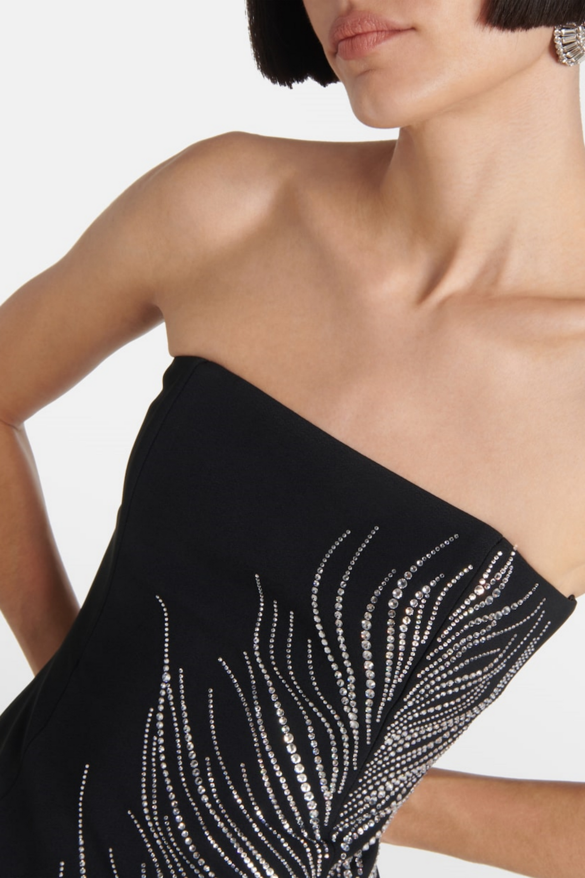 Hlisa Strapless Feather Embellished Mini Dress