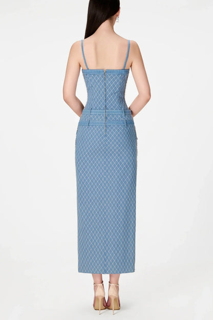 Hullar Denim String Midi Dress