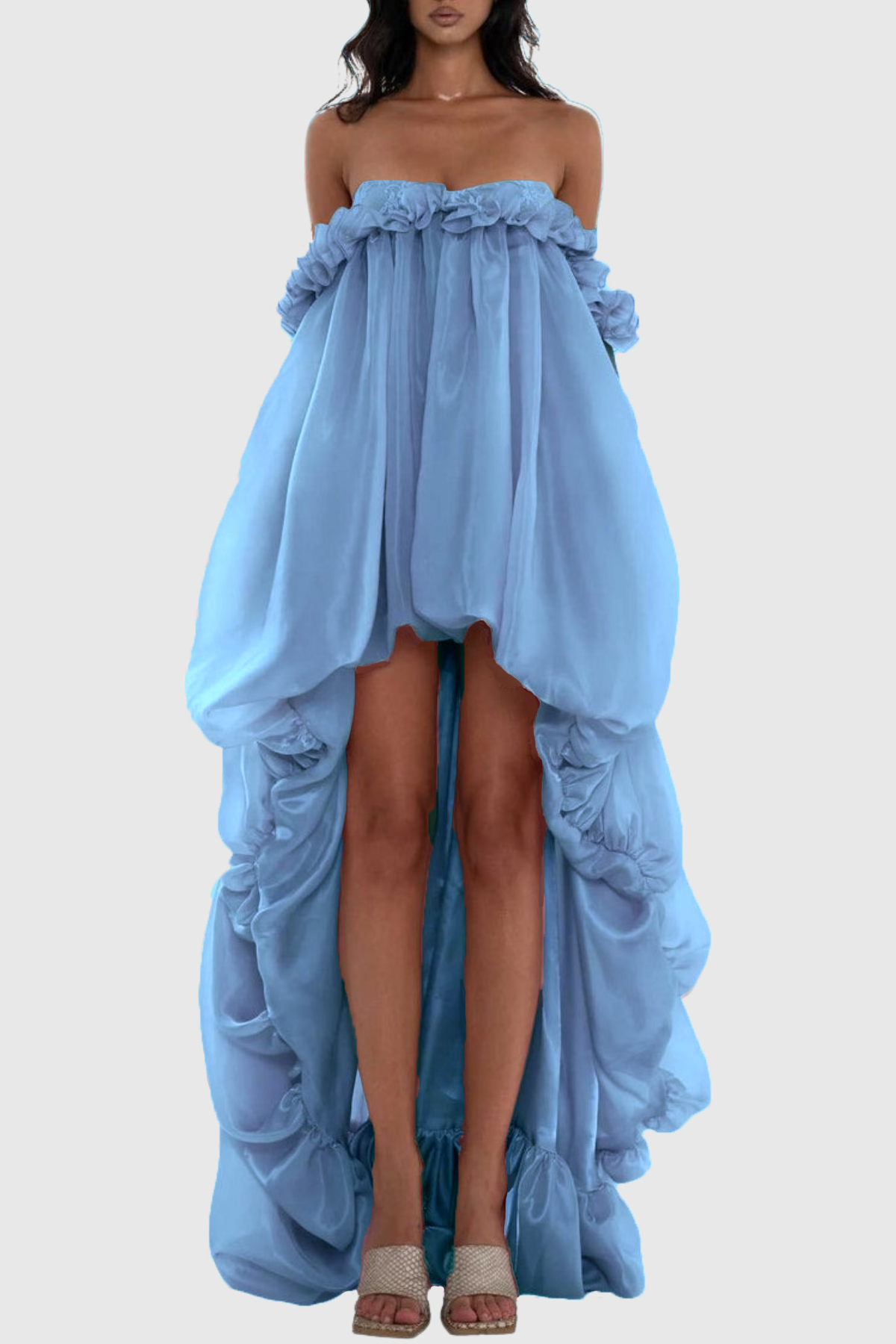 Icha Strapless Balloon Maxi Dress - Blue