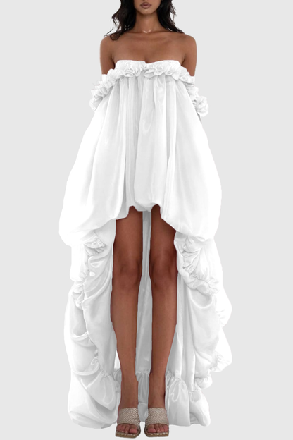 Icha Strapless Balloon Maxi Dress - White