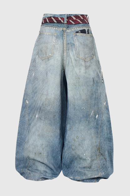 Isidora Splattered Tie Print Wide Leg Jeans