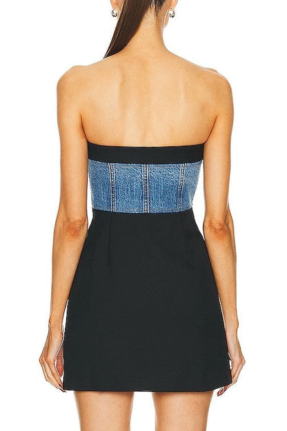 Jaelyn Patchwork Denim Mini Dress