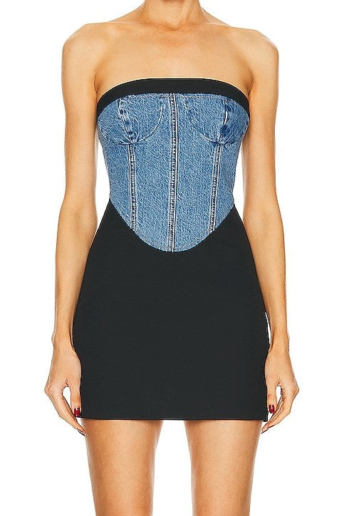 Jaelyn Patchwork Denim Mini Dress