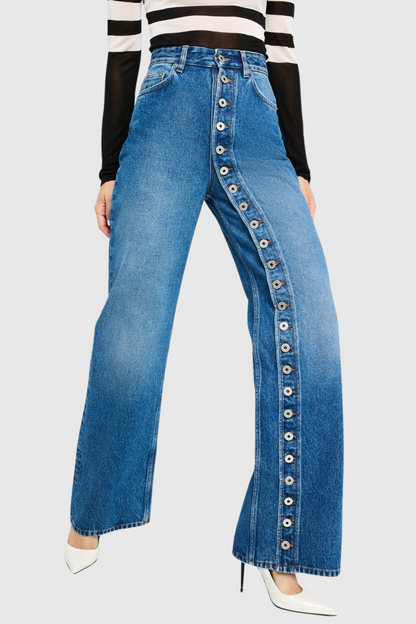 Jannice Asymmetric Button Jeans