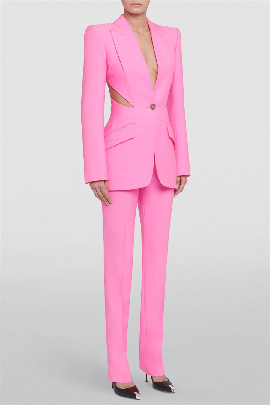 Jayde Slashed Single-Breasted Blazer Set