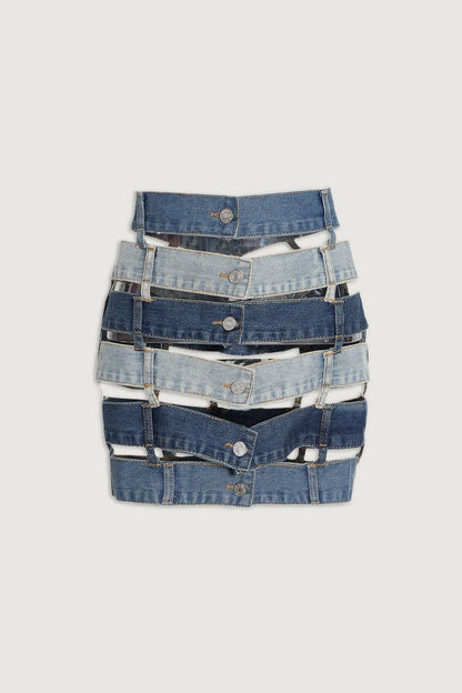 Jolene Denim Colorblock Skirt