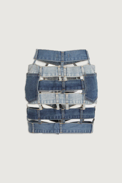 Jolene Denim Colorblock Skirt