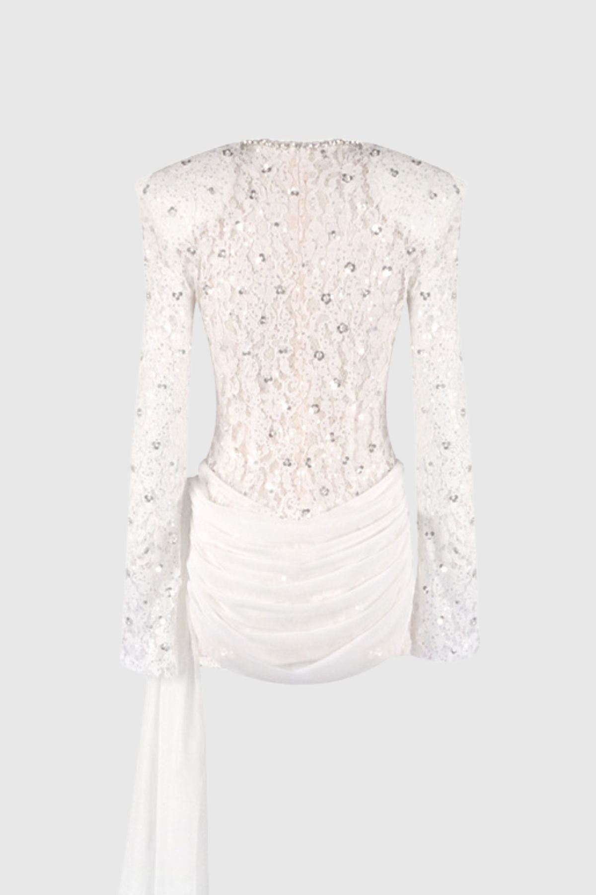 Jonella Sequin Embellished Lace Dreaped Mini Dress