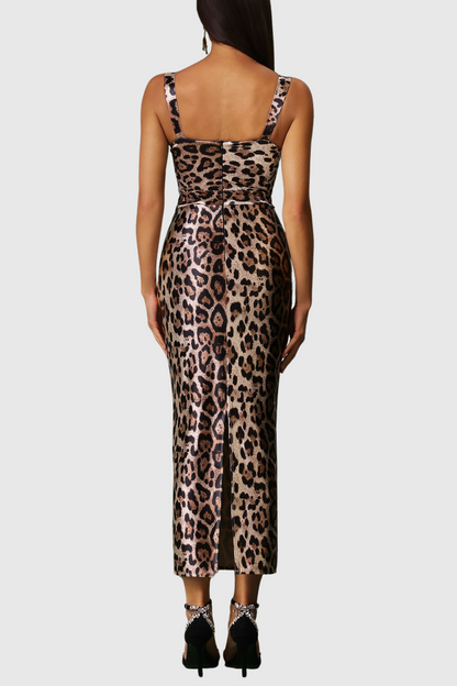 Jonette Leopard Midi Dress