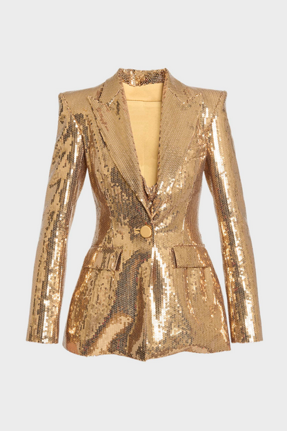 Joye Gold Sequin Blazer Two Piece Set