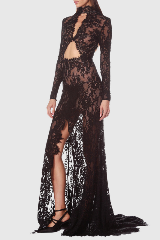 Juselius Lace Cutout Maxi Dress - Black