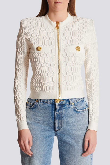 Kabin Crocodile Knit Top - White