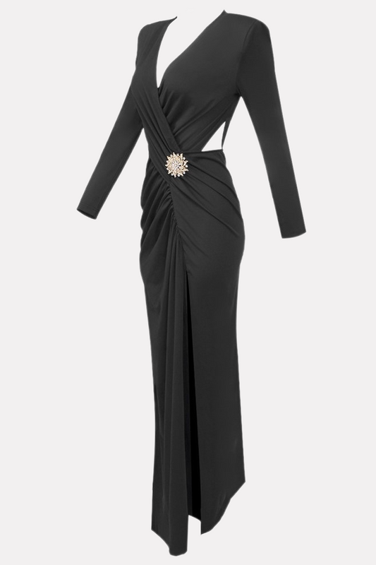 Kallie Crisscross Split Maxi Dress - Black