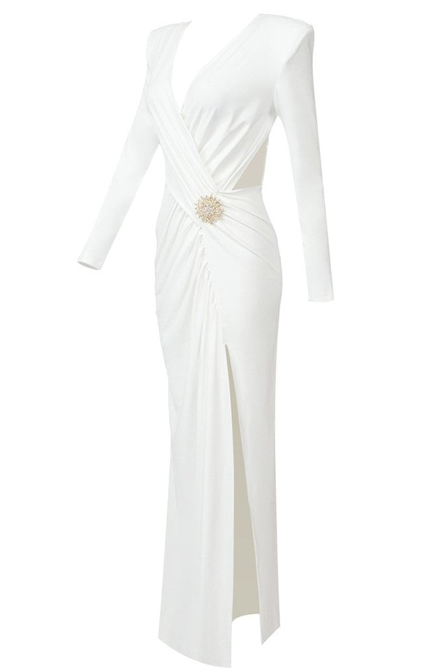 Kallie Crisscross Split Maxi Dress - White