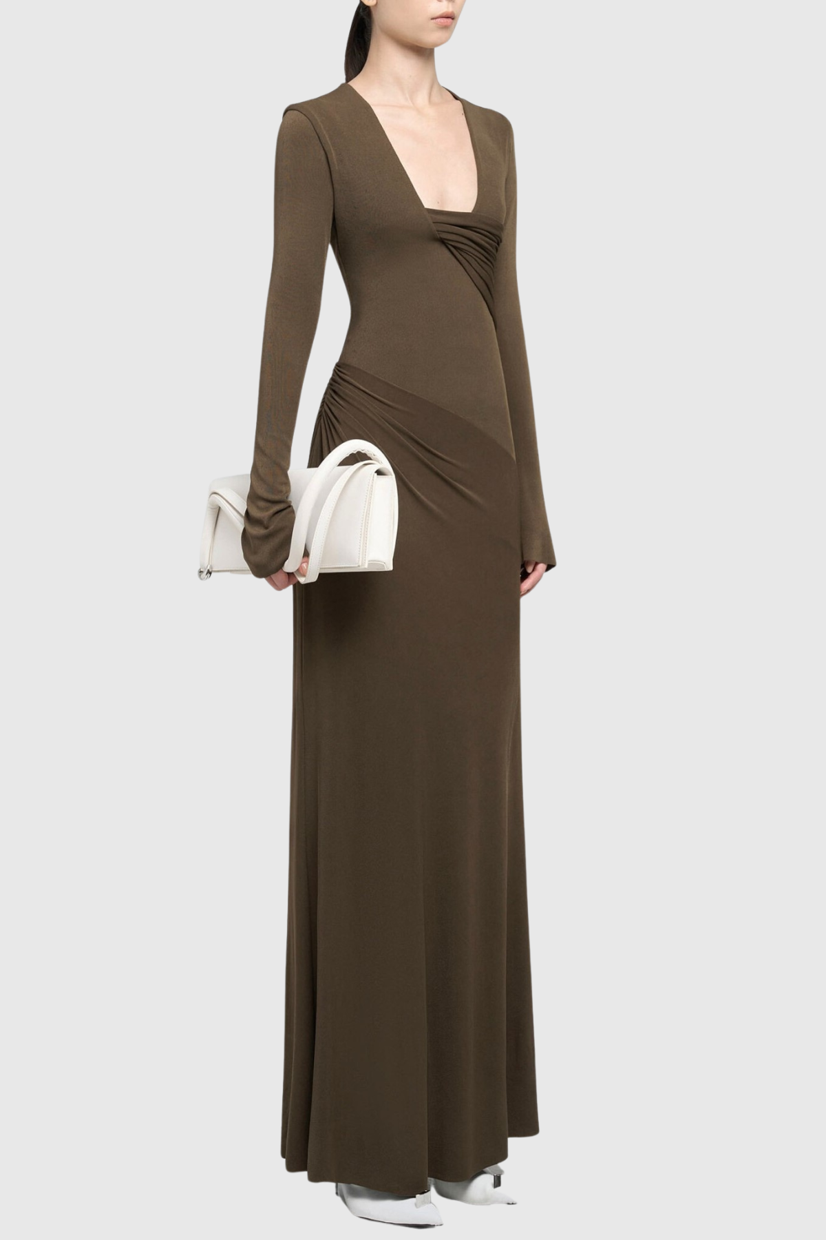 Katina Ruched Maxi Dress - Brown