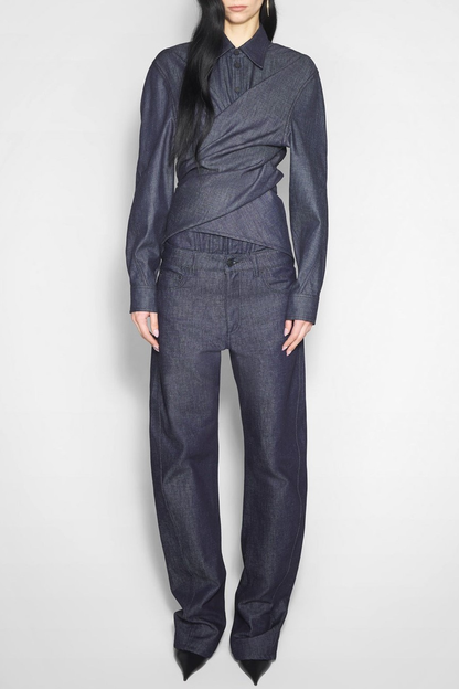 Katri Wrapped Denim Shirt - Navy
