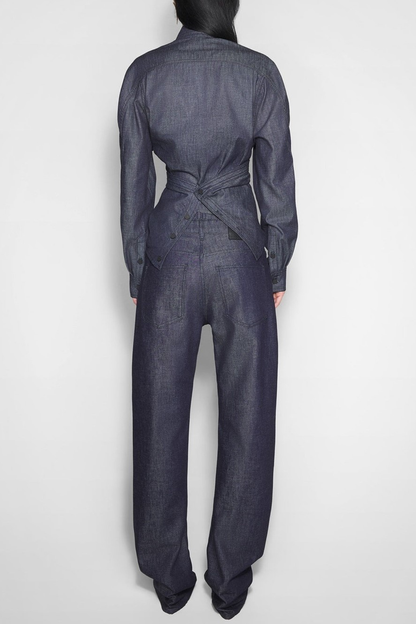 Katri Wrapped Denim Shirt - Navy