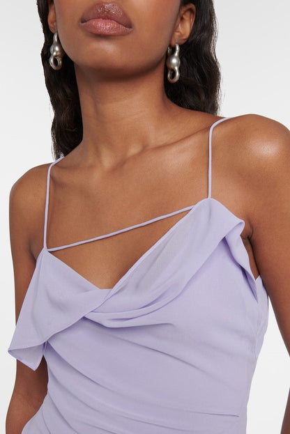Kenzia Asymmetric Ruffle Midi Dress - Purple