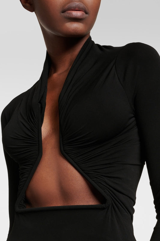 Kohana Cutout Ruch Bodycon Top - Black