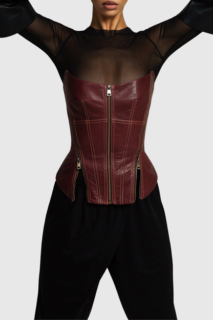Kylo Leather Corset - Wine