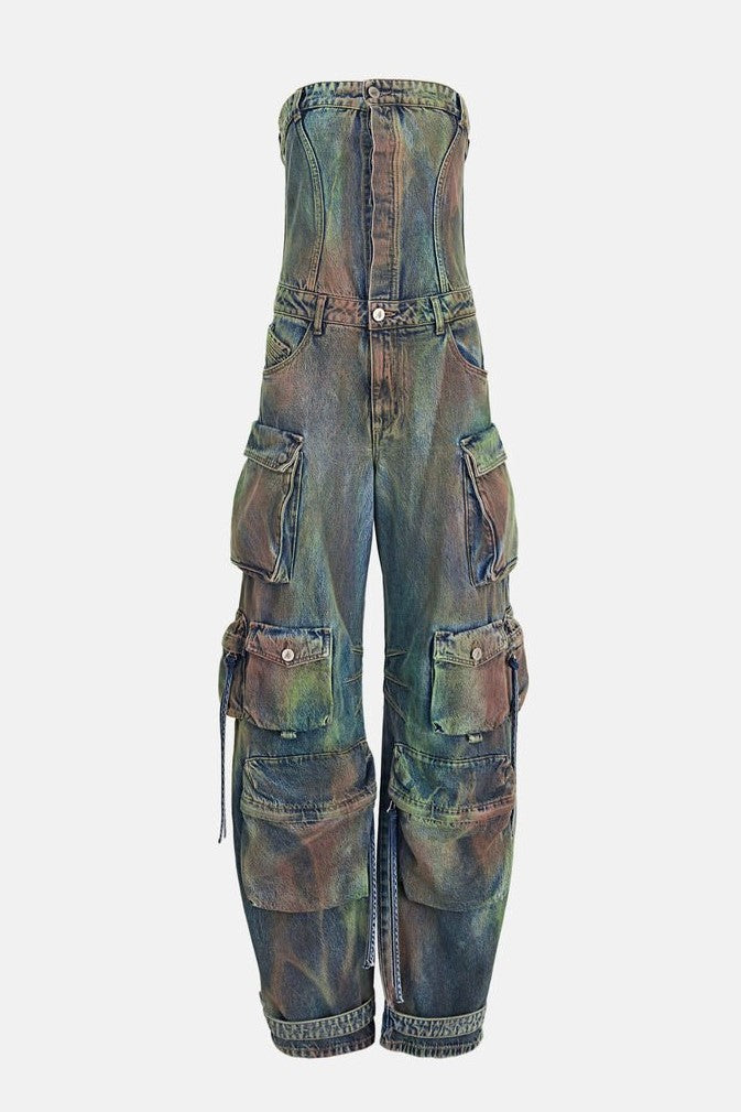 Kynlee Camouflage Cargo Denim Jumpsuit