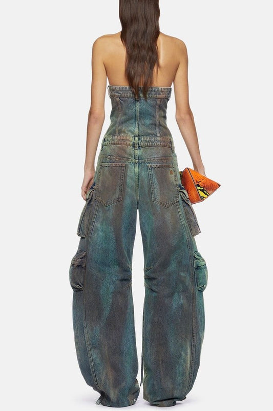 Kynlee Camouflage Cargo Denim Jumpsuit