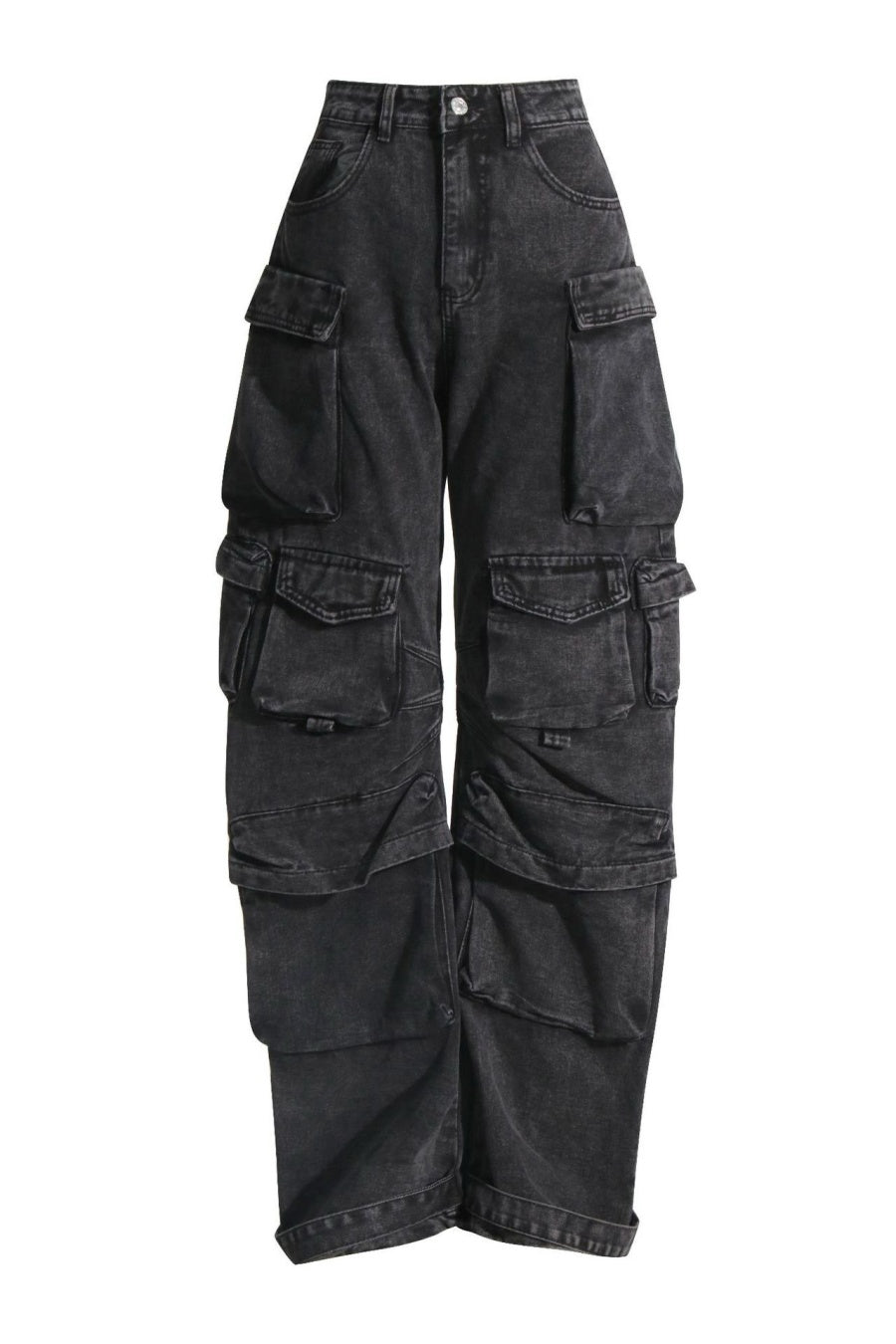 Kynlee Cargo Denim Jeans - Black