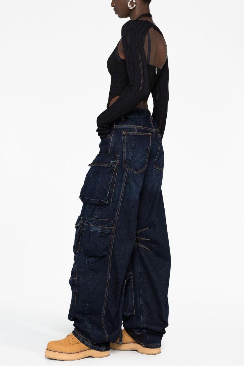 Kynlee Cargo Denim Jeans - Navy
