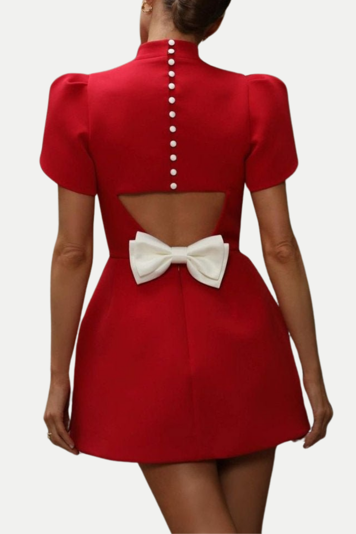 Lagan Cutout Bowknot Mini Dress - Red