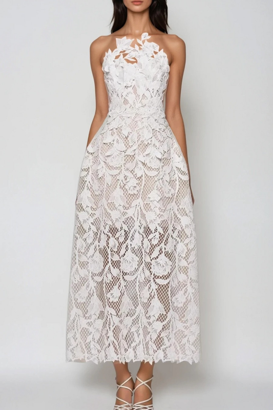 Lakiya Halter Lace Maxi Dress